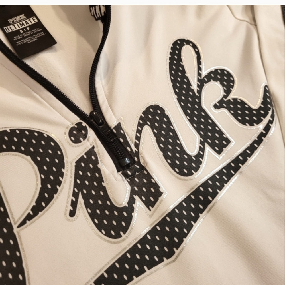 VICTORIA'S SECRET PINK METALLIC  LOGO 1/4 ZIP